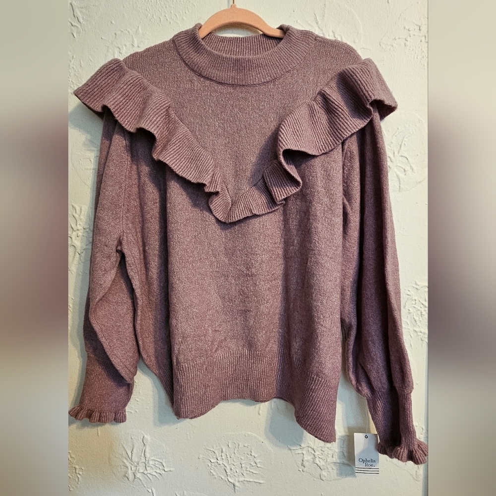 NWT Ophelia Rose Ruffled Sweater Lavender 3X
